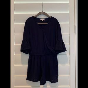 Ella Moss Navy Romper w/ Lace Trim
